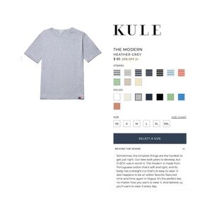 Kule "The Modern" Cotton Tee-Shirt, Grey, Large (NWT - in sealed bag)